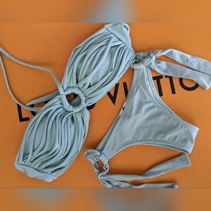 Seafoam green bandeau bikini